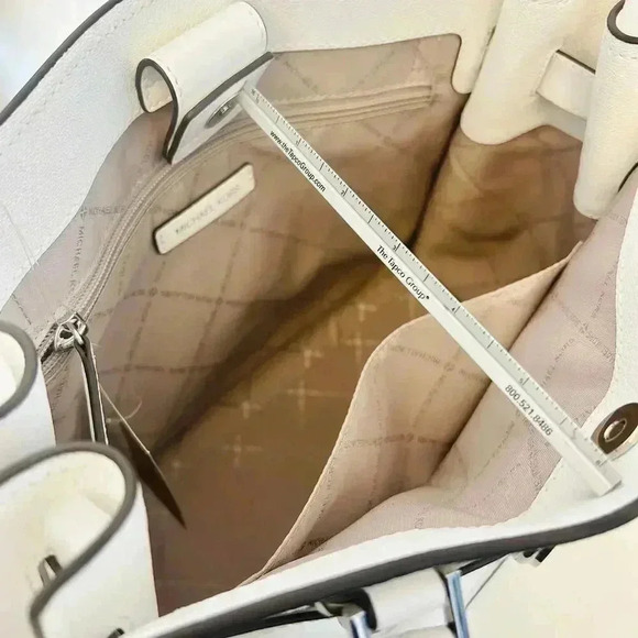 Michael Kors Purse Hamilton Medium Leather Satchel Optic white - Picture 7 of 9